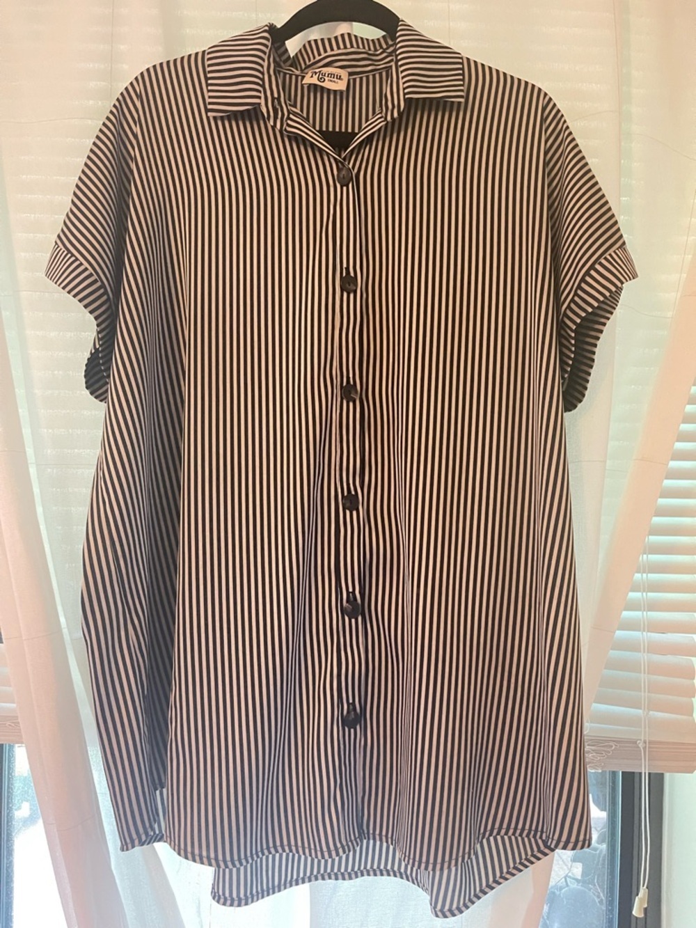 Show Me Your MuMu Striped Short-Sleeve Button Shirt